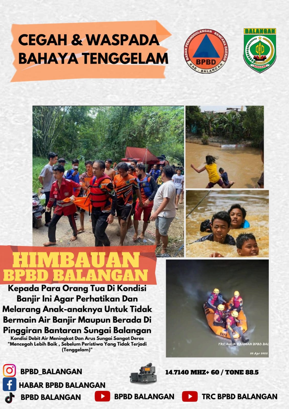 Waspadai Bahaya! BPBD Balangan Imbau Anak-Anak Jangan Bermain di Pinggir Sungai Saat Banjir