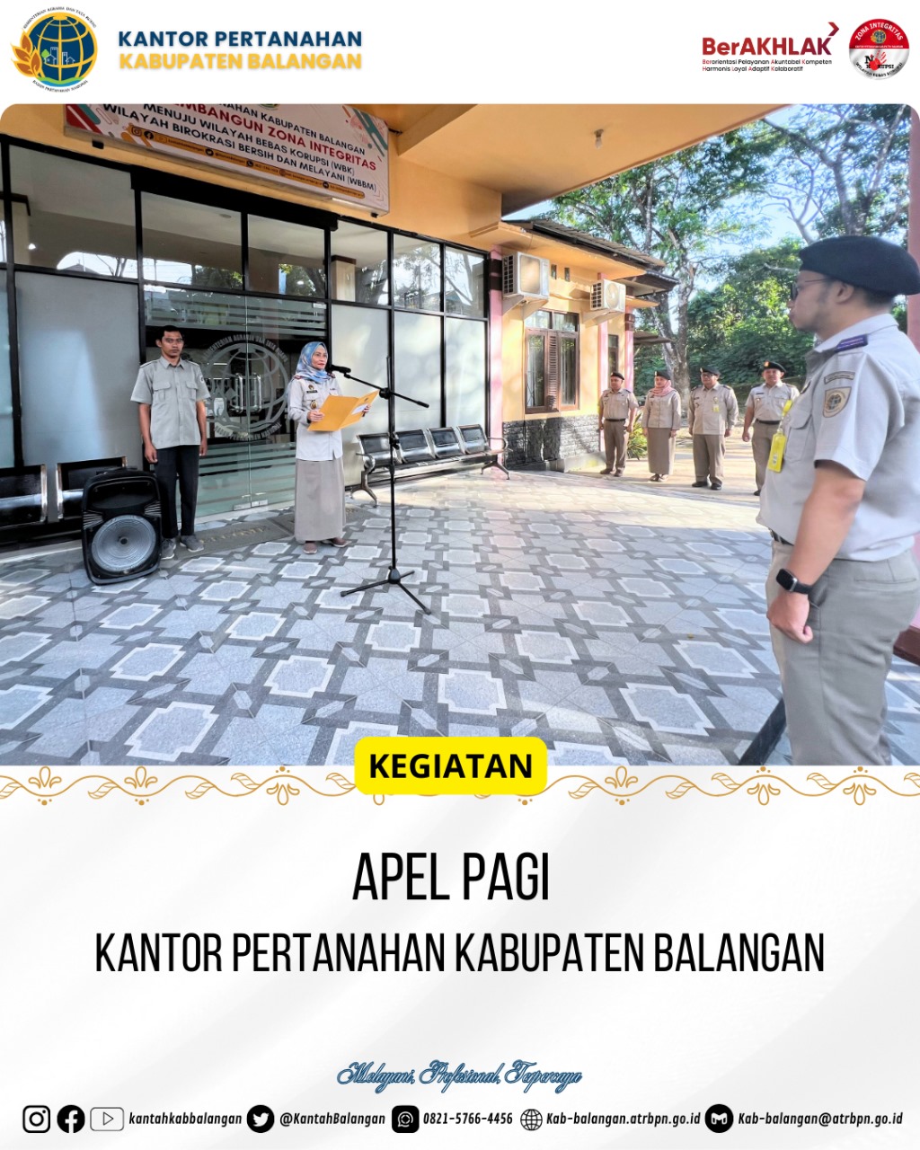 Kegiatan Rutin Apel Selasa Pagi Kantor Pertanahan Kabupaten Balangan, Kuatkan Semangat Nasionalisme