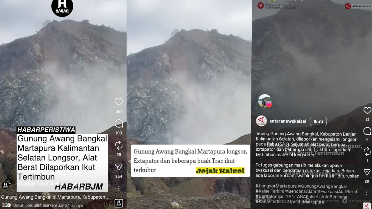 Viral! Longsor Hebat di Awang Bangkal Barat, Alat Berat dan Truk Dikabarkan Tertimbun Reruntuhan?