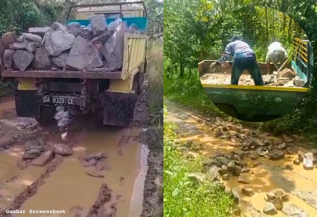 Warga Baliangin Bawah memperbaiki jalan rusak secara swadaya