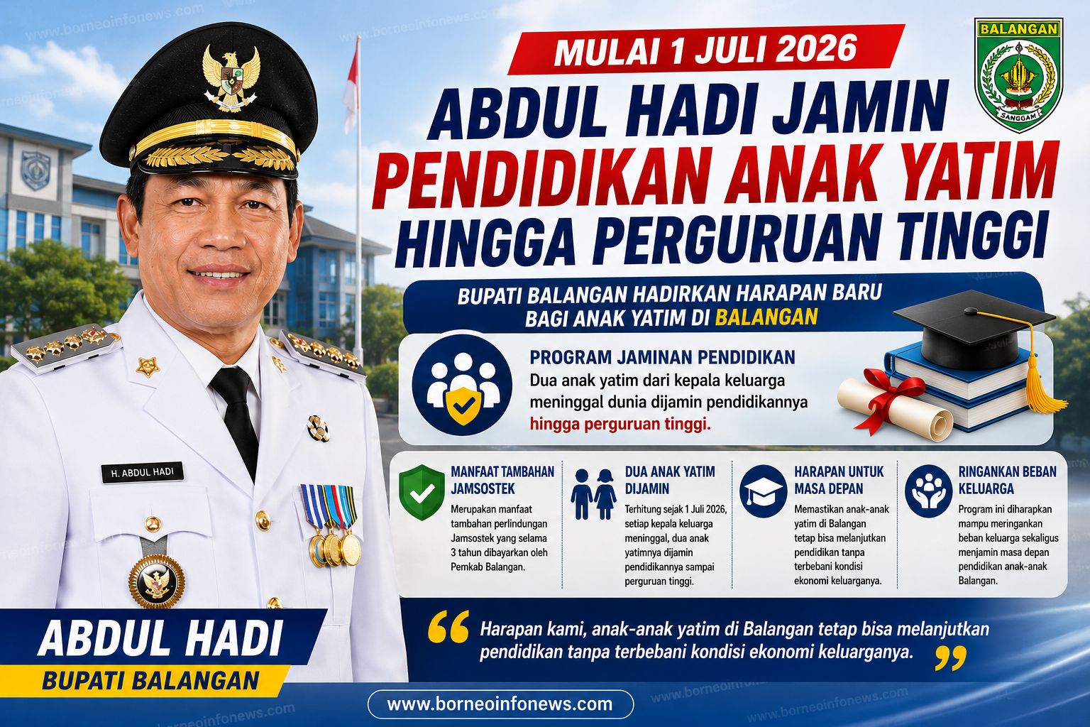Abdul Hadi menyampaikan program jaminan pendidikan anak yatim Balangan hingga sarjana