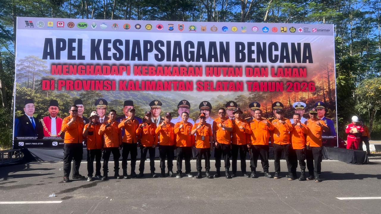 Kepala Pelaksana BPBD Balangan mengikuti Apel Kesiapsiagaan Karhutla tingkat Kalimantan Selatan.