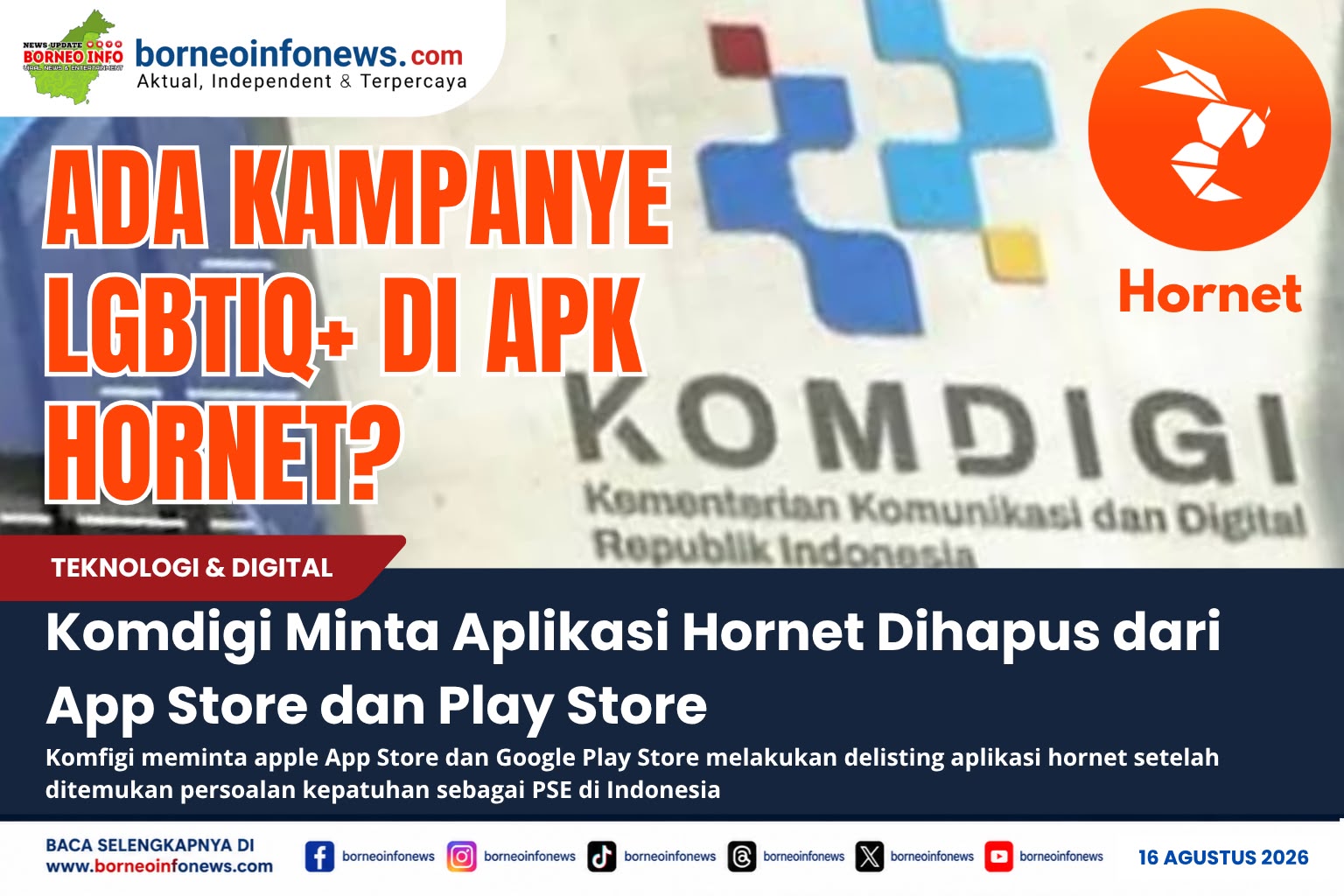 Komdigi meminta aplikasi Hornet dihapus dari App Store dan Play Store