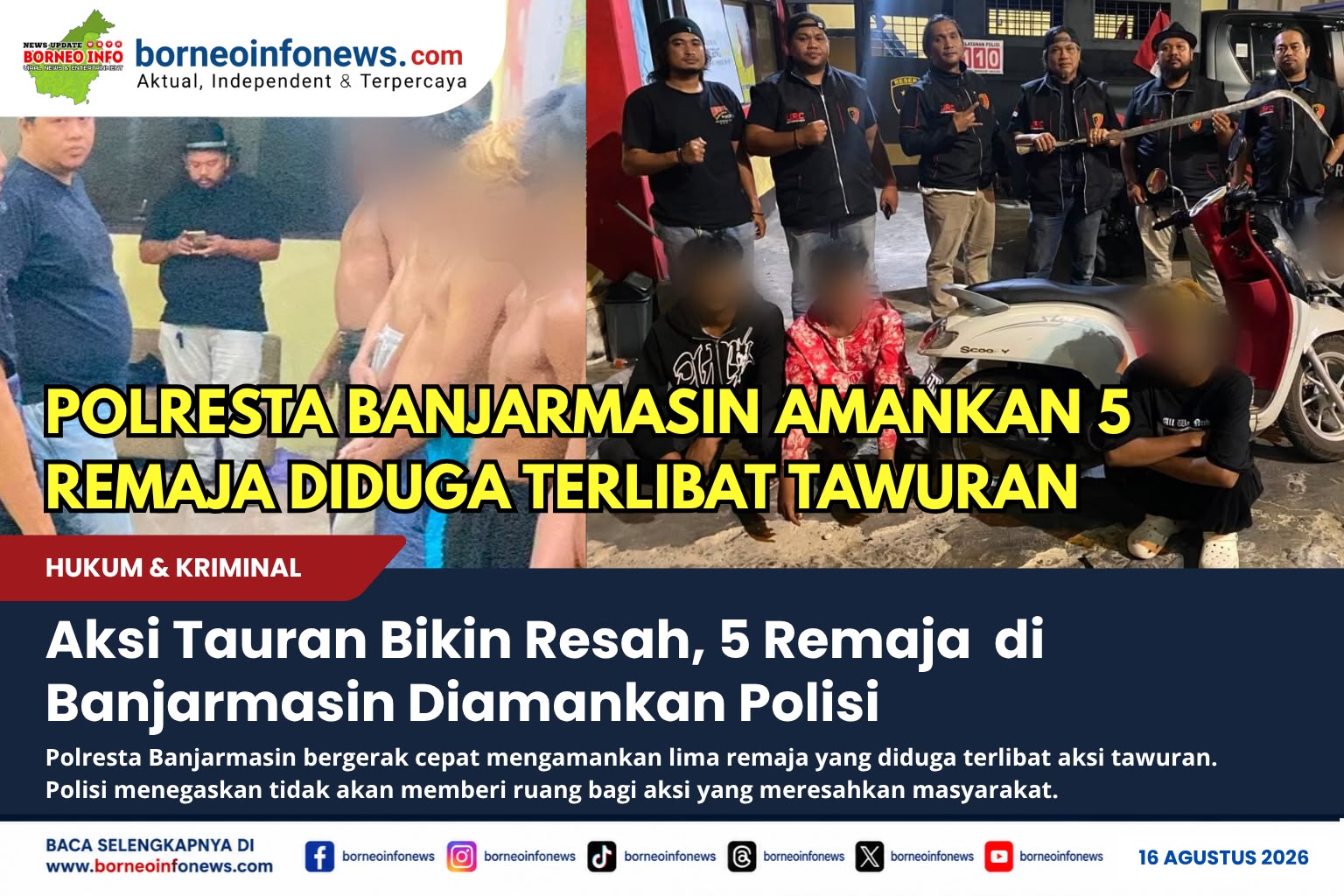 Lima remaja diamankan Polresta Banjarmasin terkait dugaan aksi tawuran