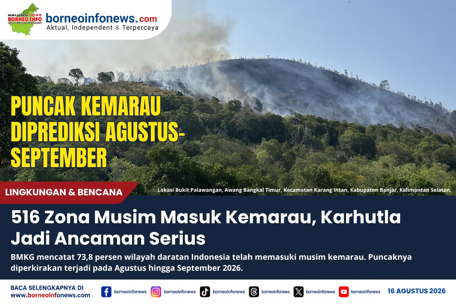 Ancaman karhutla meningkat saat puncak musim kemarau 2026