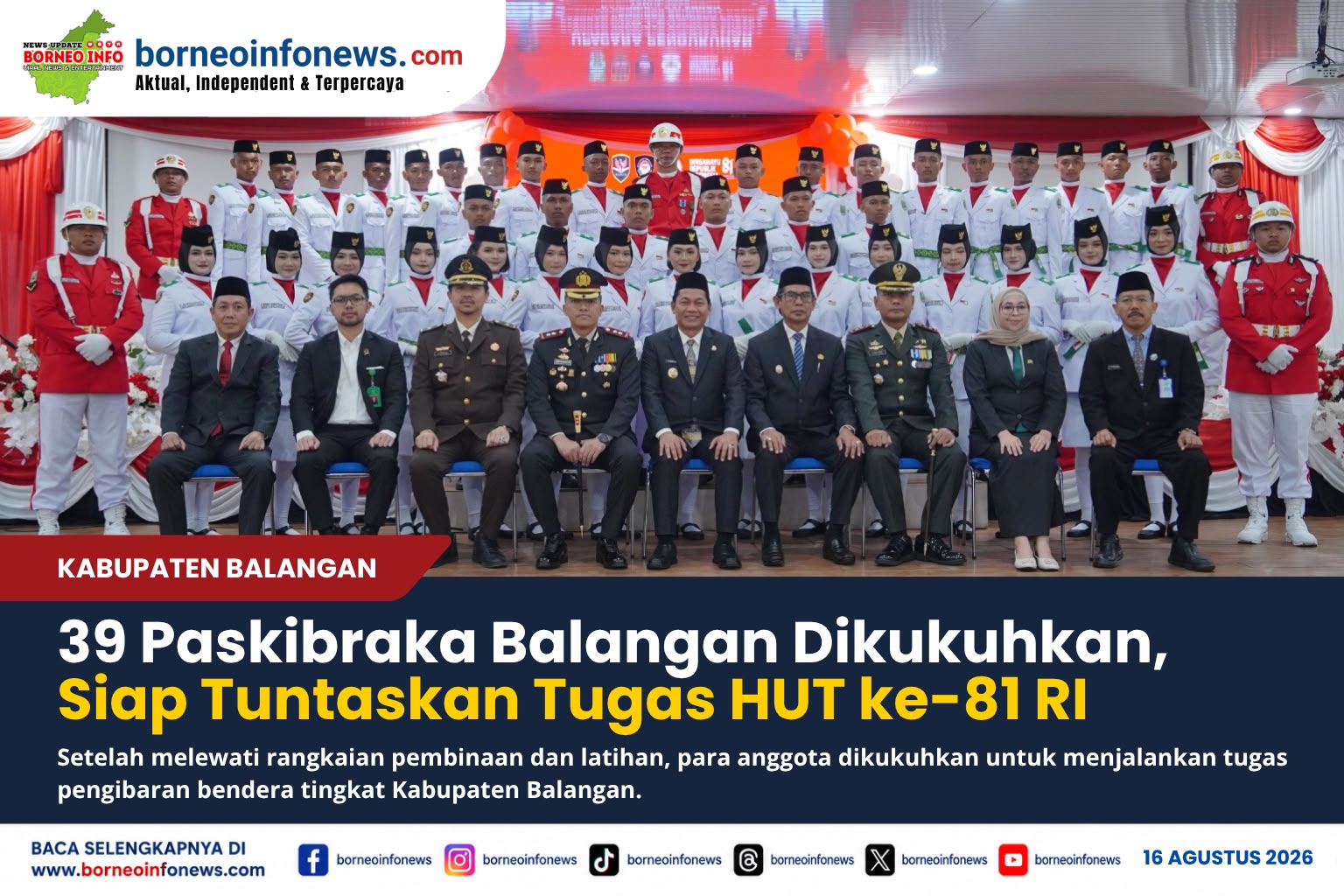 39 anggota Paskibraka Kabupaten Balangan dikukuhkan
