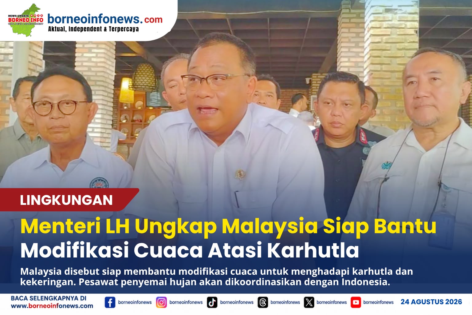 Menteri Lingkungan Hidup Mohammad Jumhur Hidayat saat membahas kerja sama Indonesia dan Malaysia menghadapi karhutla