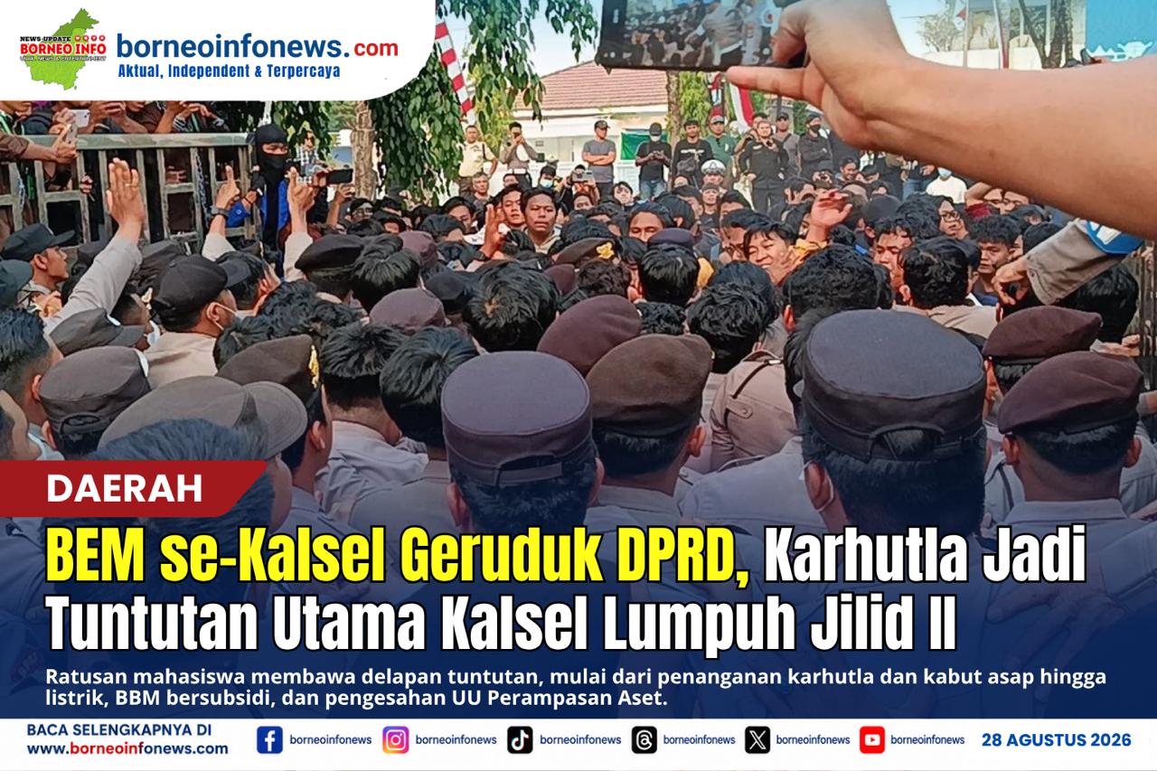 Mahasiswa Aliansi BEM se-Kalsel menggelar aksi Kalsel Lumpuh Jilid II di depan DPRD Kalsel