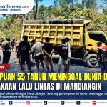 Proses evakuasi korban kecelakaan dari bawah truk di Mandiangin Timur, Kabupaten Banjar
