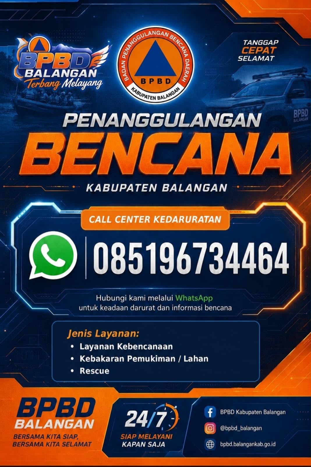 BPBD Balangan Aktifkan Call Center Kedaruratan 24 Jam