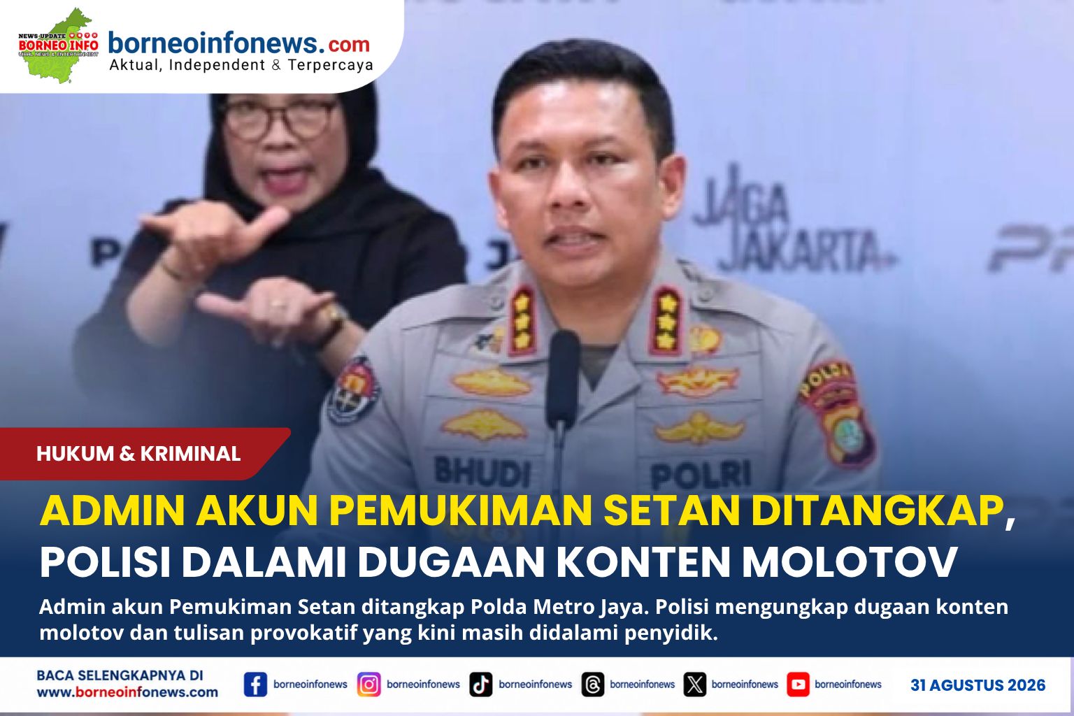 Admin Akun Pemukiman Setan Ditangkap, Polisi Ungkap Dugaan Konten Molotov