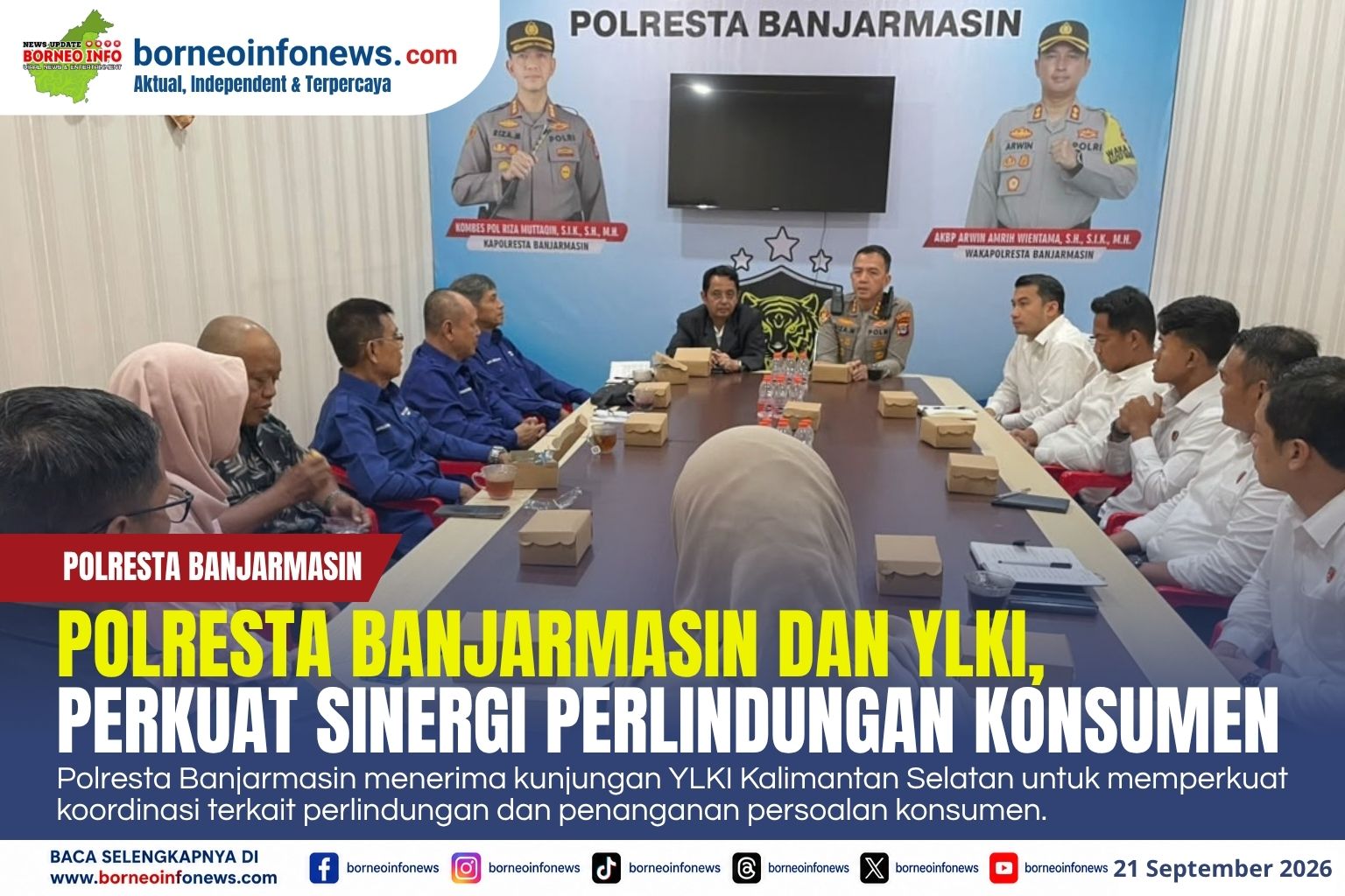Kapolresta Banjarmasin Riza Muttaqin menerima kunjungan YLKI Kalimantan Selatan