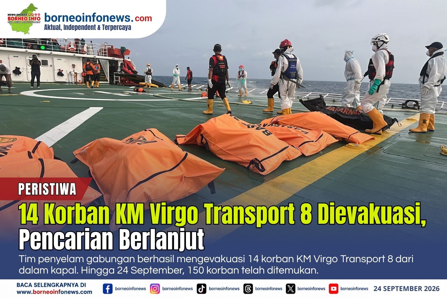 Tim penyelam SAR Gabungan mengevakuasi korban KM Virgo Transport 8