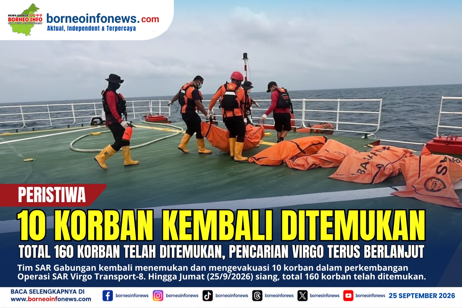 Tim SAR Gabungan mengevakuasi korban dalam Operasi SAR Virgo Transport-8