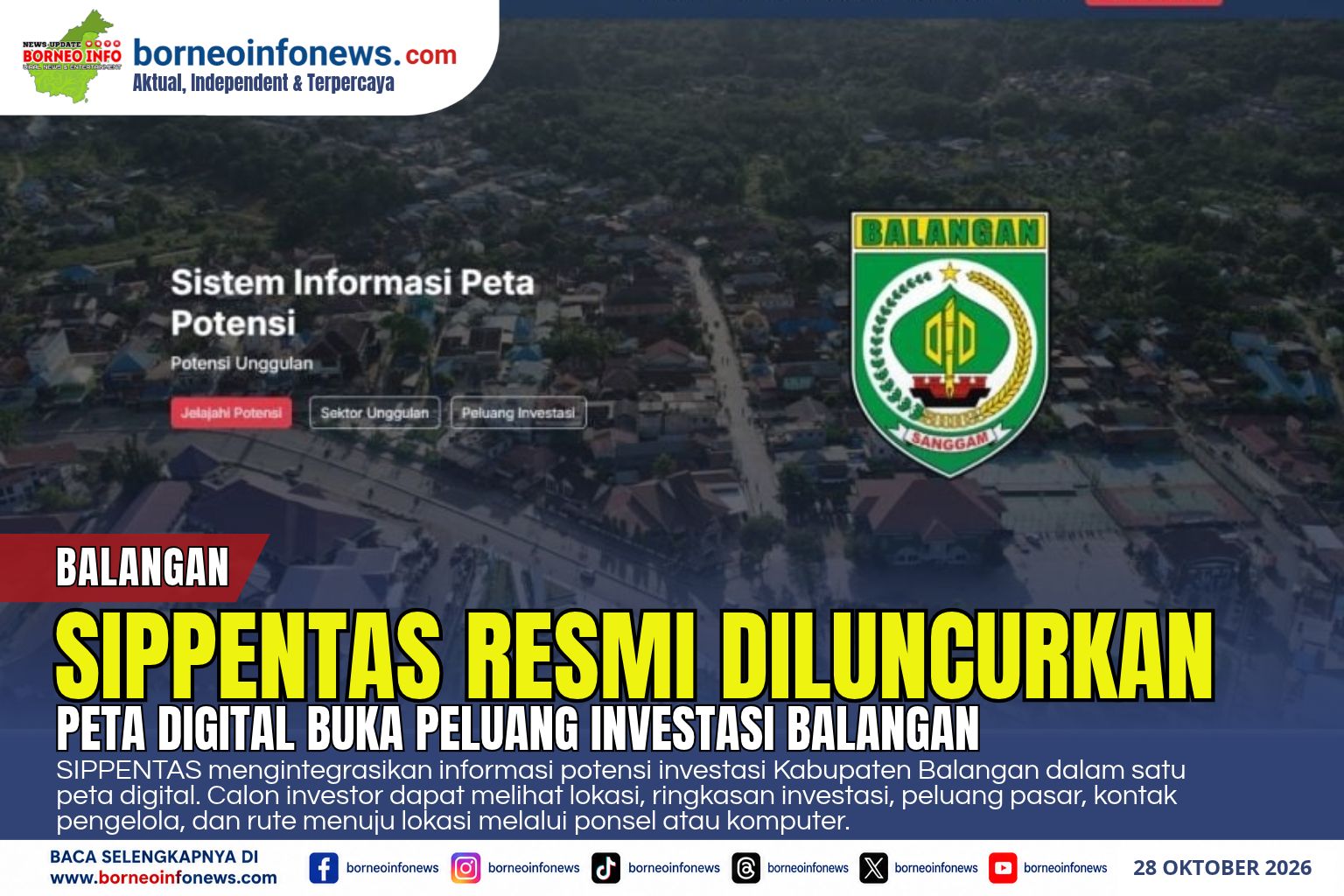 SIPPENTAS, aplikasi peta digital DPMPTSP Balangan untuk menampilkan potensi dan peluang investasi daerah hingga titik koordinat lokasi.