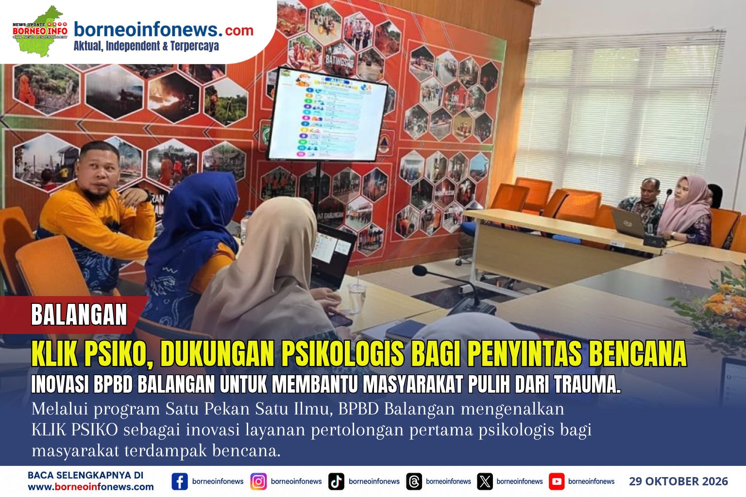 Pegawai BPBD Balangan mengikuti sosialisasi inovasi KLIK PSIKO dalam program Satu Pekan Satu Ilmu.