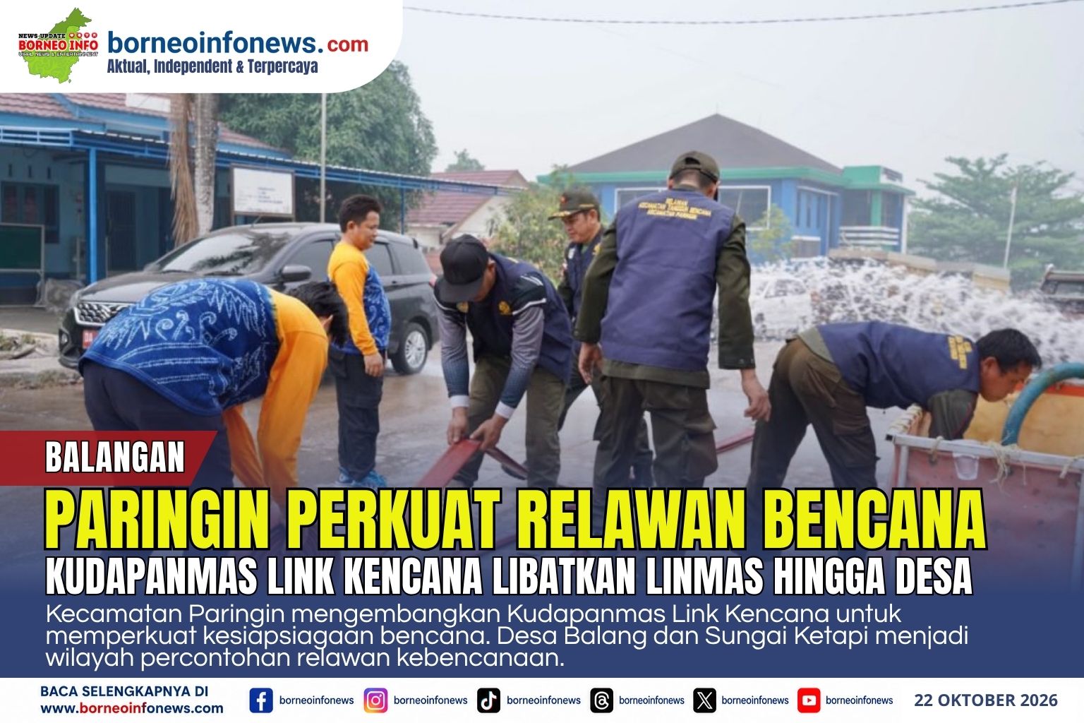 Sosialisasi Kudapanmas Link Kencana dan pengukuhan relawan kebencanaan dari Desa Balang dan Desa Sungai Ketapi di Kecamatan Paringin, Kabupaten Balangan.