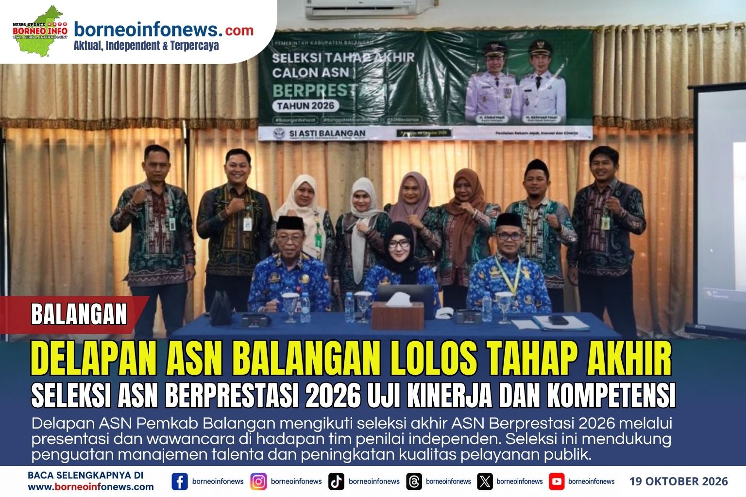 Delapan ASN Balangan Masuk Tahap Akhir ASN Berprestasi 2026