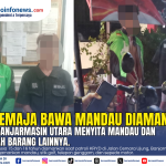 Polisi mengamankan dua remaja yang kedapatan membawa mandau saat patroli KRYD di Banjarmasin Utara