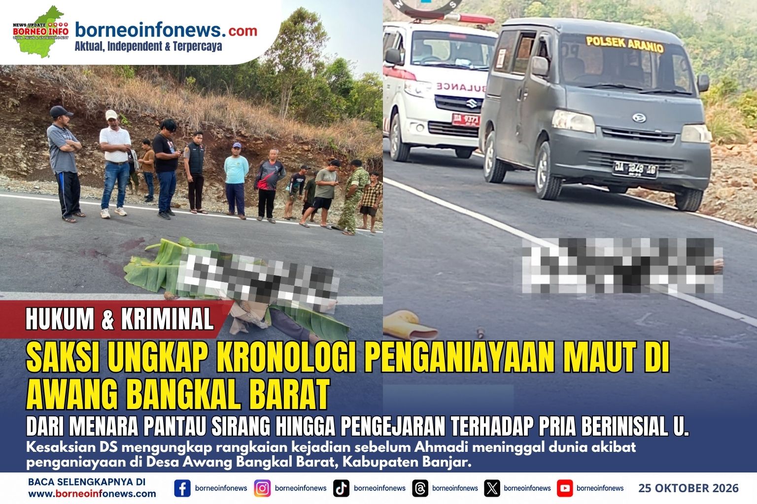 Lokasi Menara Pantau Sirang di Jalan Tembus Awang Bangkal–Kiram yang menjadi lokasi awal rangkaian kejadian penganiayaan maut di Awang Bangkal Barat.