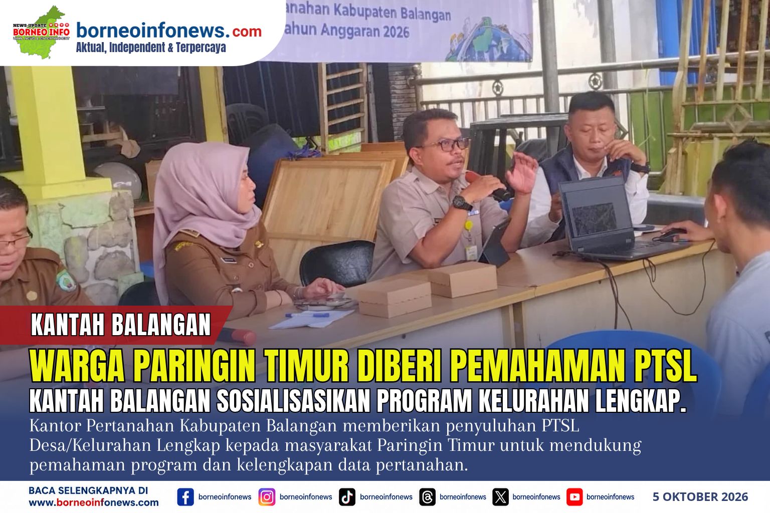 Kantah Balangan Sosialisasikan PTSL Kelurahan Lengkap di Paringin Timur