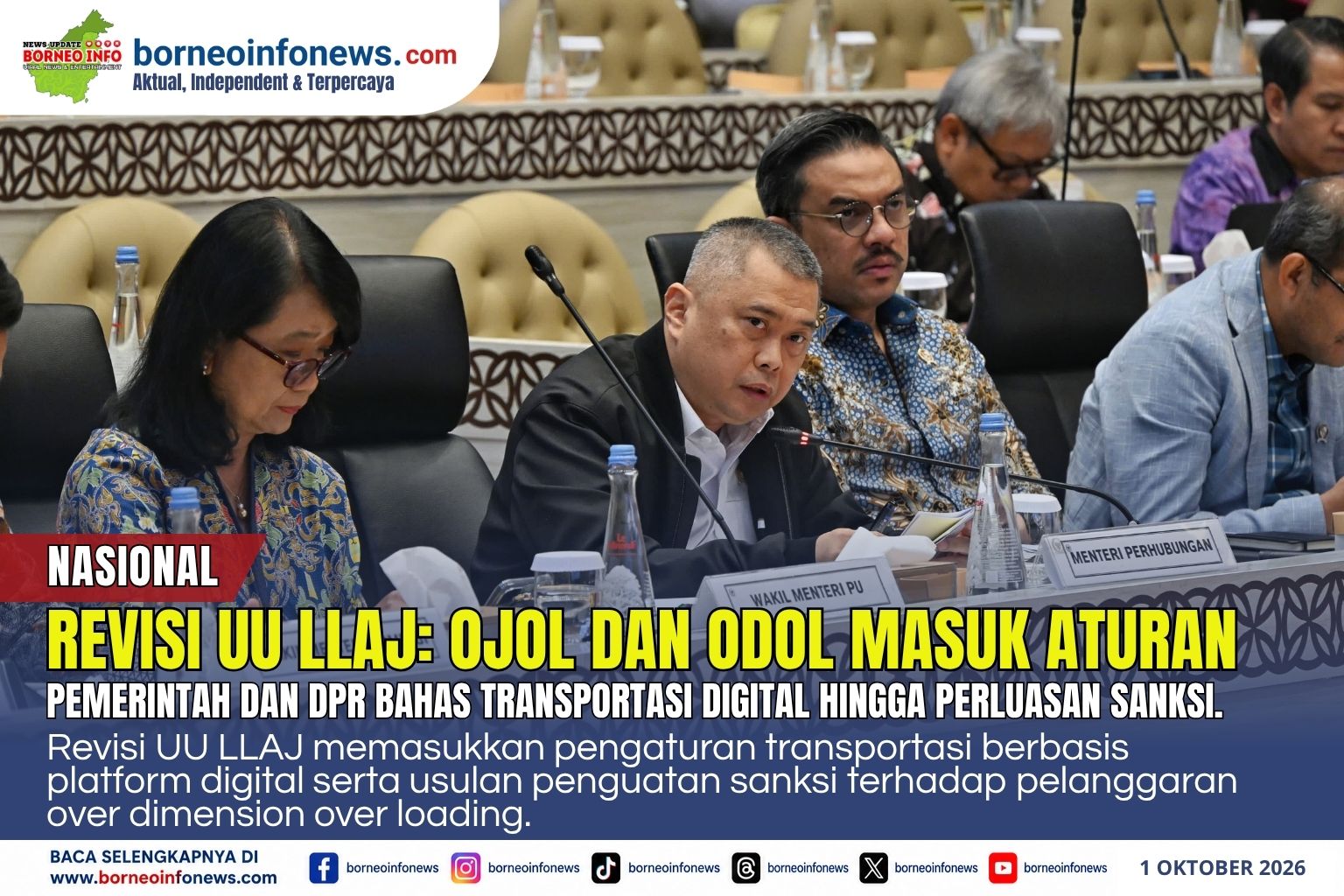 Menhub Dudy Purwagandhi menyampaikan DIM RUU LLAJ bersama Komisi V DPR RI