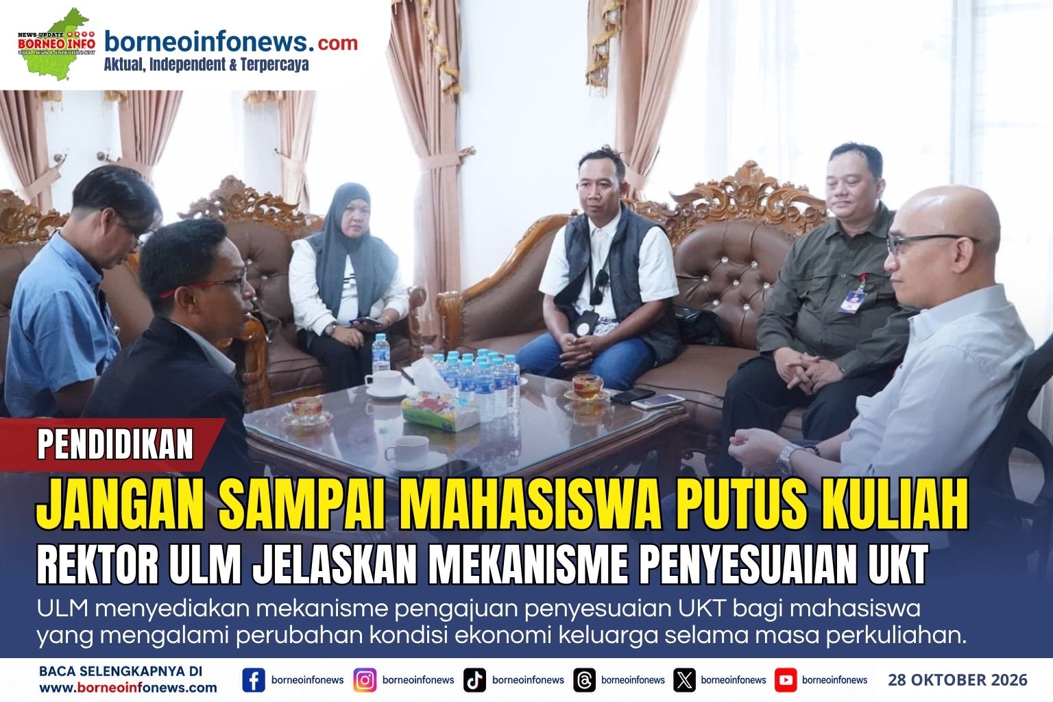 Rektor ULM Dr. dr. H. Iwan Aflanie saat menjelaskan kebijakan bantuan pendidikan dan penyesuaian UKT bagi mahasiswa.