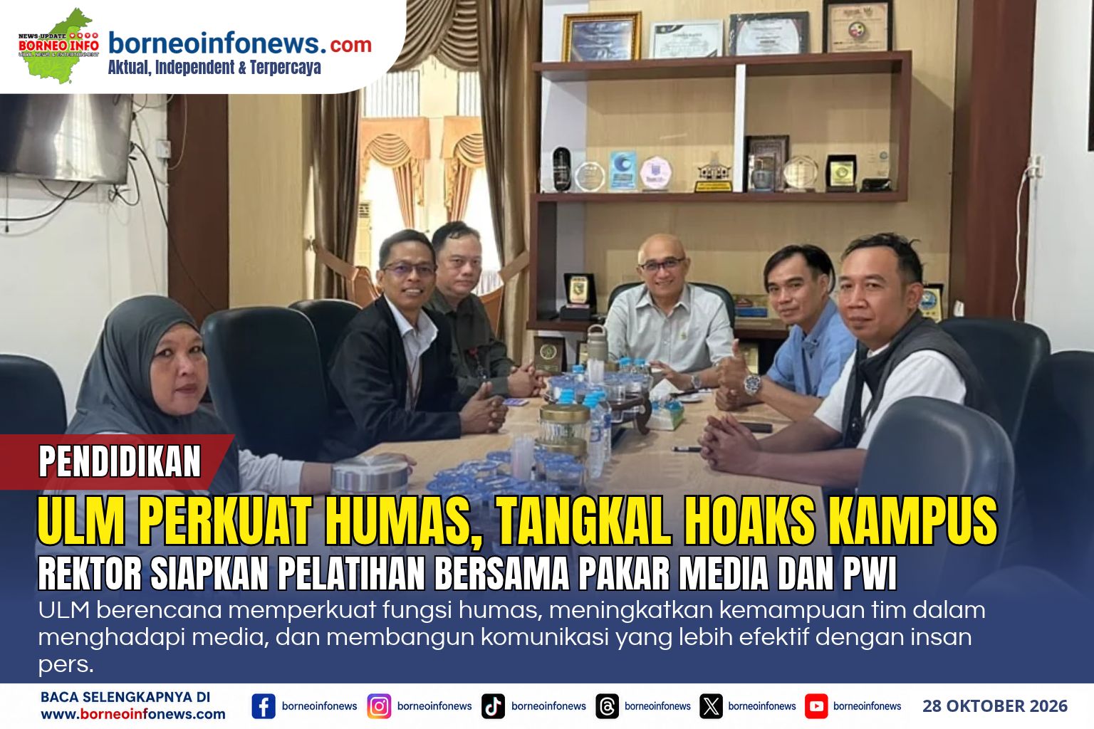 Rektor ULM Dr. dr. H. Iwan Aflanie saat menjelaskan rencana penguatan kehumasan dan kerja sama dengan media.