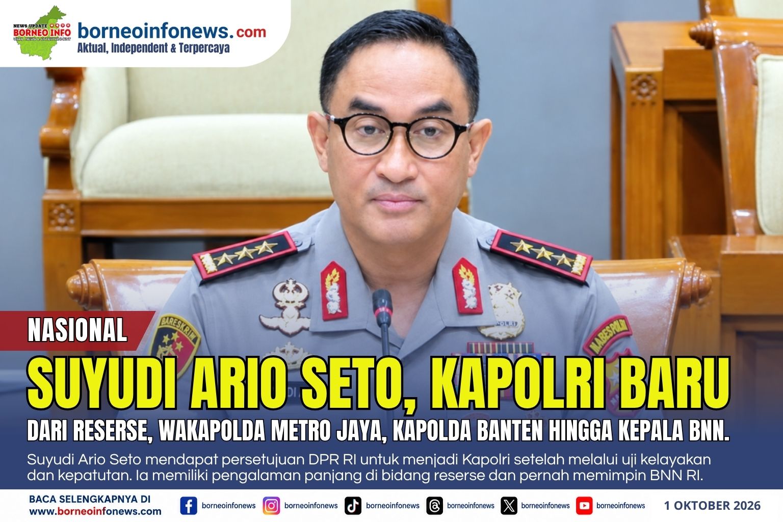 Komjen Pol Suyudi Ario Seto saat mengikuti uji kelayakan calon Kapolri di DPR RI