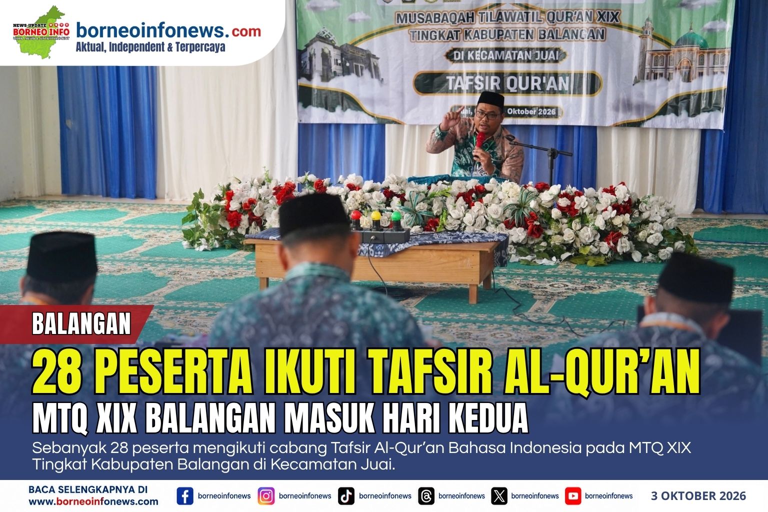 Peserta mengikuti lomba Tafsir Al-Qur’an Bahasa Indonesia MTQ XIX Balangan