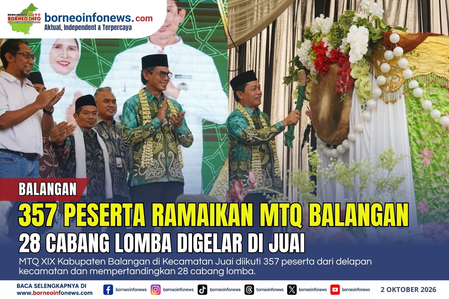 MTQ XIX Balangan Diikuti 357 Peserta dari Delapan Kecamatan