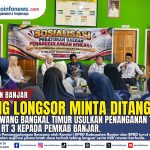 Komisi I DPRD Kabupaten Banjar bersama BPBD menggelar sosialisasi Perda Penanggulangan Bencana di Desa Awang Bangkal Timur, Rabu (21/10/2026).