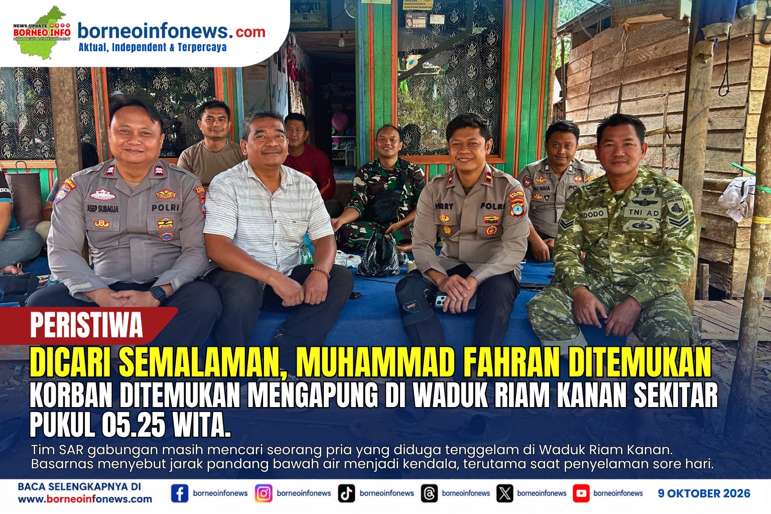 Dicari Semalaman, Muhammad Fahran Ditemukan di Waduk Riam Kanan